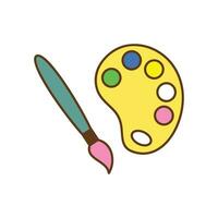 Artist paint palette with brush icon cartoon vector