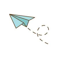 Paper airplane with dash line icon isolated  vector illustration.