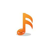 Cute funny music note character cute cartoon kawaii style  vector illustration