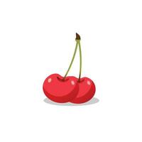 red cherry illustration in flat design style vector