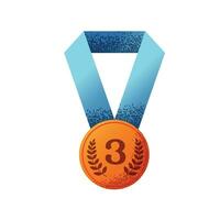 Award ribbon bronze medal number three icon isolated vector illustration