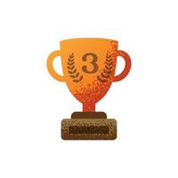 premio campeón trofeo bronce medalla número tercero icono aislado vector ilustración