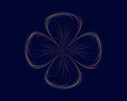 a colorful flower with dots on blue background, cmyk halftone dot effect vector