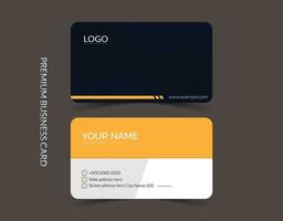 Modern corporate yellow and white business card template design. Simple and clean visiting card layout vector