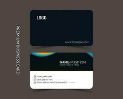 Professional dark and white business card template design with mockup vector