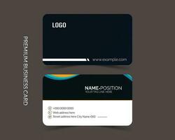 Professional dark and white business card template design with mockup vector