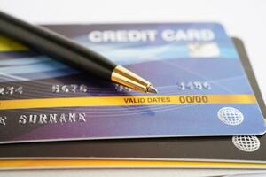 Credit card for online shopping, security finance business concept. photo