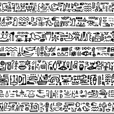 Monochrome egypt black white line art vector seamless pattern. Can be used as border for childish textile, book covers, wallpapers for egyptian lovers