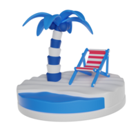 Beach Palm with chair, 3D render icon png