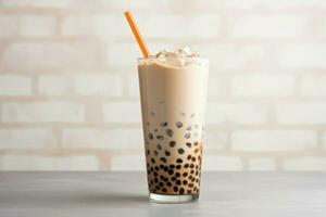 Bubble tea tapioca cocktail. Generate Ai photo