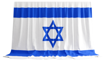 Hebrew Flag Curtain in 3D Rendering Embracing Israel's Cultural Richness png