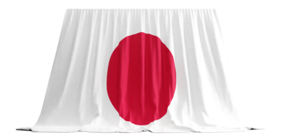 japansk flagga ridå i 3d tolkning reflekterande japans rik arv png