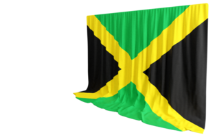 Jamaicaans vlag gordijn in 3d renderen vieren Jamaica levendig cultuur png