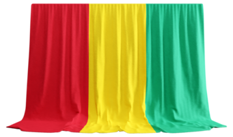 Guinea bandera cortina en 3d representación abrazando de guinea diversidad png