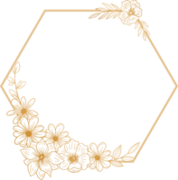 Gold Hexagon Blumen- Rand zum Hochzeit oder Engagement Einladung, danken Sie Karte, Logo, Gruß Karte png