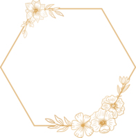 guld sexhörning blommig gräns för bröllop eller engagemang inbjudan, tacka du kort, logotyp, hälsning kort png