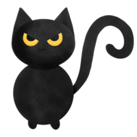 Watercolor black cat Halloween isolate with background. Cute black cat illustration png