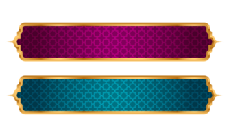 Luxury golden arabic islamic text box title frame border banner set multiple colors for ramadan and milad un nabi png