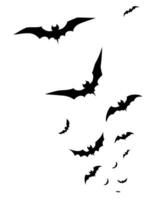 Isolated bats black silhouettes flying on white background. Design element, halloween vector