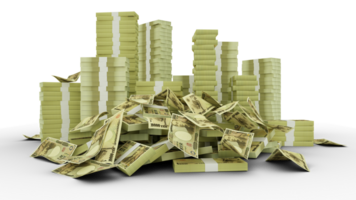 Big stacks of 10000 Japanese yen notes. A lot of money isolated on transparent  background. 3d rendering of bundles of cash png