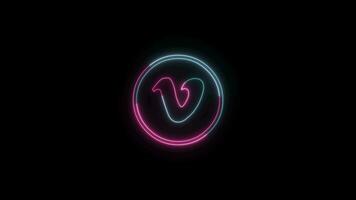 Social Media icon with neon effect on black background