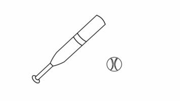 animated black and white sketch of a baseball bat and ball moving video