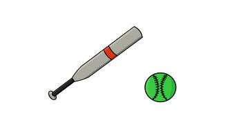 Animation von ein ziehen um Baseball Schläger und Base Ball video
