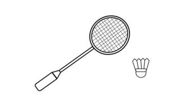 black and white animated sketch of a moving badminton racket and shuttlecock video