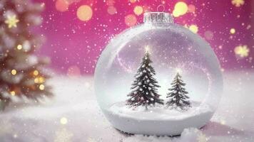 ai generativo, Nevado Navidad árbol en un vaso pelota vídeo animación video