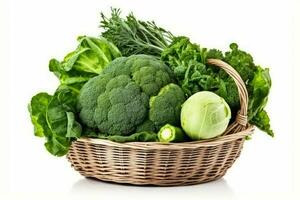 Basket green vegetables. Generate Ai photo