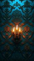 Vintage Damask Wall Candelabra Background Loop AI Generated video