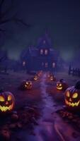 halloween besatt hus bakgrund slinga ai genererad video