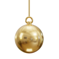 golden christmas ball 3d rendering isolated on transparent background png