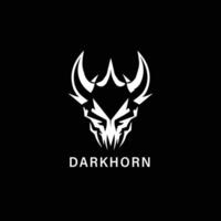 the logo for darkhorn, in the style of simplistic vector art, skull motifs