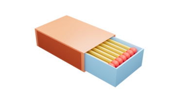 3d representación de cajita de cerillas, equipo para Encendiendo incendios, utilizar para cámping hogueras y excursionismo png