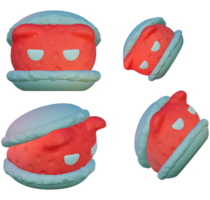 3d rendering of strawberry cat macarons png