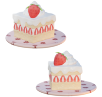 3d rendering of rectangular three-layer strawberry cake png