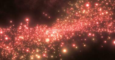 Abstract orange red energy particles and waves magical bright glowing futuristic hi-tech with blur effect and bokeh background photo