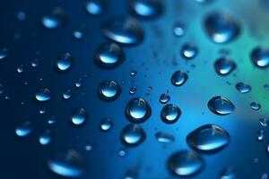 Tranquil deep blue background featuring mesmerizing water droplets and gradients. AI Generated photo