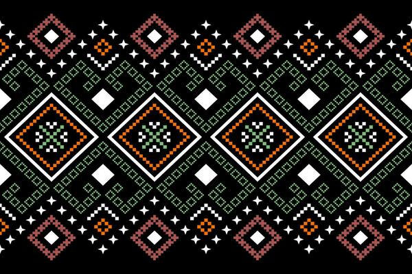 Cross stitch colorful geometric traditional ethnic pattern Ikat seamless pattern abstract design for fabric print cloth dress carpet curtains and sarong Aztec African Indian Indonesian