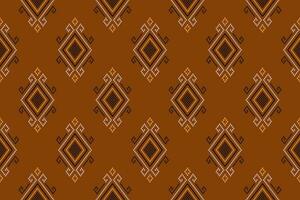 Orange vintages cross stitch traditional ethnic pattern paisley flower Ikat background abstract Aztec African Indonesian Indian seamless pattern for fabric print cloth dress carpet curtains and sarong vector