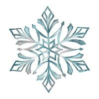 Hand drawn artistic blue snowflake with watercolor paper texture. Can be used for printed materials, prints, posters, cards, logo and web social media. Abstract background. Drawn decorative elements. vector