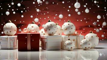 Christmas toys and New Year's gifts are beautiful and shiny for the holiday. Christmas card concept photo