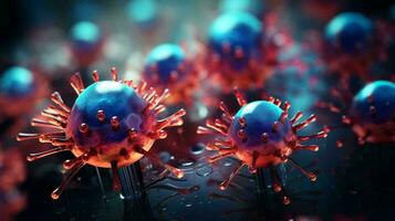 Close up under a microscope view of abstract viruses background photo