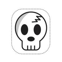 Funny Skull Head Halloween Sticker. vector