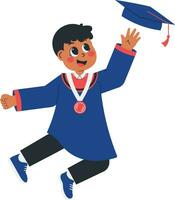 College Kid Throwing Graduation Caps Illustration vector