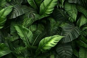 green tropical background with monstera leaves.ai generated photo