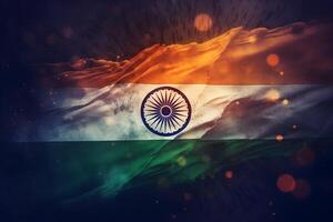 Indian Flag Abstract Background Wallpaper for Independence Day on 15 August AI Generative photo