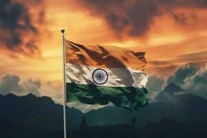 indio bandera resumen antecedentes fondo de pantalla para independencia día en 15 agosto ai generativo foto