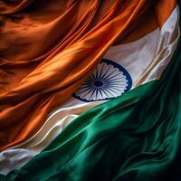 Indian Flag Abstract Background Wallpaper for Independence Day on 15 August AI Generative photo